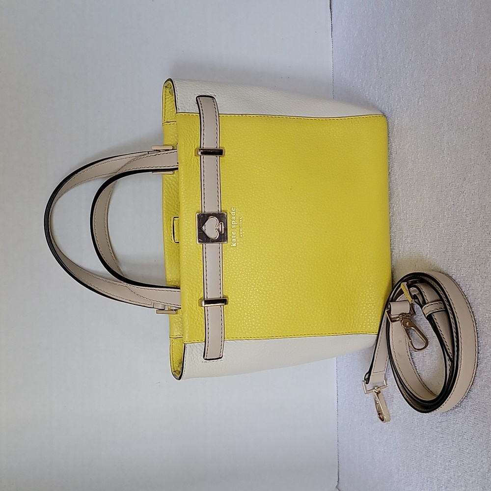 Kate Spade New York yellow/cream pebbled leather handbag